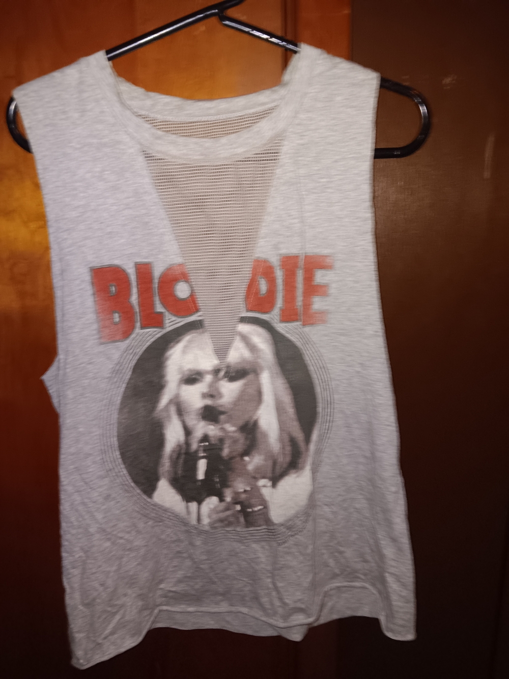 Blondie Graphic Muscle Tee in Light Gray